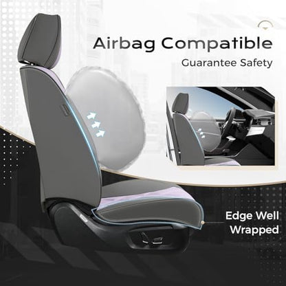 Coverado Car Seat Covers Full Set, Seat Covers for Cars, Waterproof Leather Automotive Seat Cover, Universal Car Interior Protectors Cushion for Most Cars Gray_Pruple - Image 5