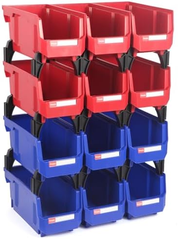 12 Packs Stackable Storage Bins, 11" x 5" x 5" Plastic Bins, by Shineyaplus