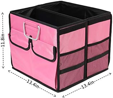 Car Trunk Organizer Collapsible Portable Multi Compartments Organizer with Non Slip Straps for SUV Truck Auto Vehicle Car Auto Minivan(Small without cover, Pink) - Image 5