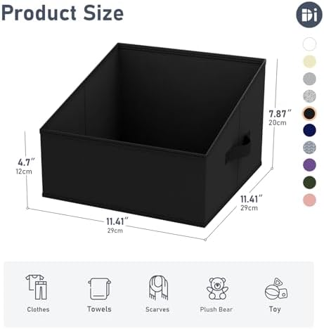DIMJ Closet Storage Bins 12 Pack - Fabric Storage Baskets for Shelves, Collapsible Clothes Organizer with Handles, Trapezoid Shelf Organization Storage Cubes for Purse, Toys, Books, Towel, Clothes - Image 5