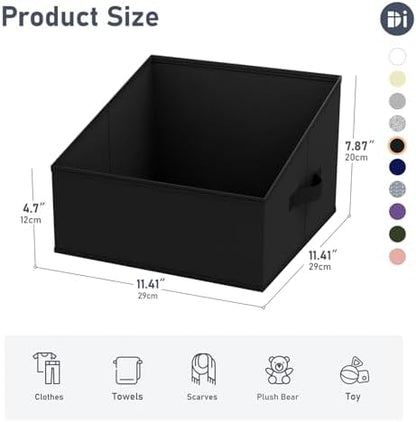 DIMJ Closet Storage Bins 12 Pack - Fabric Storage Baskets for Shelves, Collapsible Clothes Organizer with Handles, Trapezoid Shelf Organization Storage Cubes for Purse, Toys, Books, Towel, Clothes - Image 5