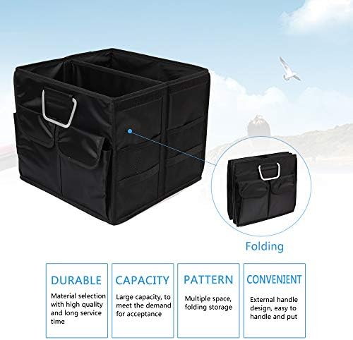 Car Trunk Organizer Collapsible Portable Multi Compartments Organizer with Non Slip Straps for SUV Truck Auto Vehicle Car Auto Minivan (Small without cover, Black) - Image 6