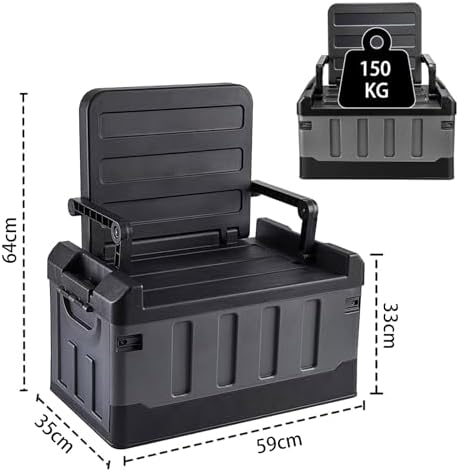 60L Foldable Seatable Camping Box Storage Bins with Lids Trunk Organizer - Image 3