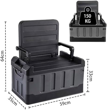 60L Foldable Seatable Camping Box Storage Bins with Lids Trunk Organizer - Image 3