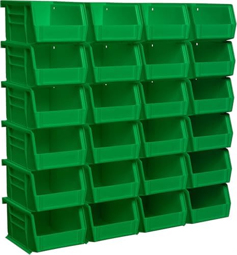 Akro-Mils 30210 AkroBins Plastic Storage Bins, 5"x4"x3", Green, 24-Pack by Akro-Mils