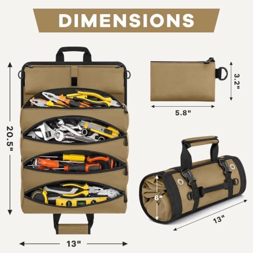 ANILD 13 Inch Regular Long Tool Bag Roll Up, Roll Up Tool Bag Organizer - Image 2