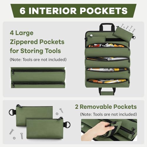 ANILD 15.5 Inch Extra Long Tool Bag Roll Up, Roll Up Tool Bag Organizer - Image 3