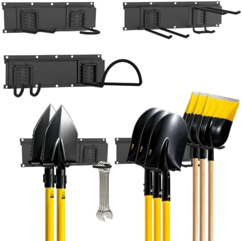 Garage Tool Organizer Wall Mount, Easy to 48inch Install Heavy-Duty Garage Storage System with 6 Adjustable Universal Hooks, Garden Tool Rack for Shovels, Rakes, Yard Tools by BRCRXW