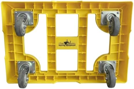 Plastic Tote Crate Dolly, Yellow, 27" x 17" - Image 4