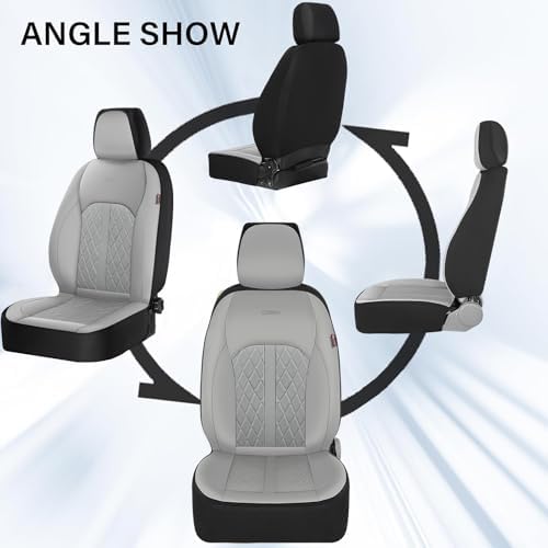 Coverado Universal Leather Seat Covers Front Seats, Front Seat Covers for SUV, Pickup Truck, Sedan, Automotive Vehicle Interior, Waterproof and Durable All Weather Protector，Gray - Image 5