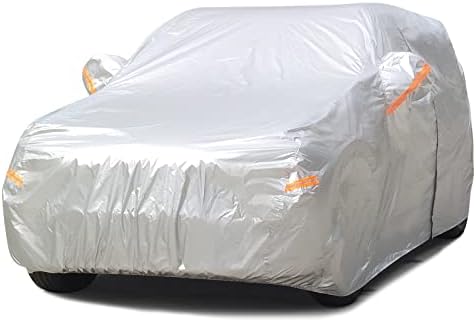 SEAZEN 2 Layers SUV Car Cover Waterproof All Weather, Outdoor Car Covers for Automobiles with Zipper Door, Hail UV Snow Wind Protection (Length Up to 190") by SEAZEN