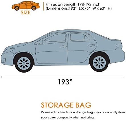 Sedan Car Cover Waterproof All Weather for Auto 210T Lightweight Breathable Outdoor Car Covers UV Protection/Windproof/Dustproof/Scratch Resistant Universal Car Cover Fit Sedan (Up to 193”L) - Image 7