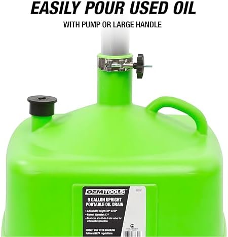 OEMTOOLS 9-Gallon Oil Drain Pan with Adjustable Funnel, Built in Tool Rack - Image 4