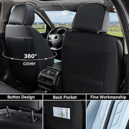 Coverado Seat Covers, Car Seat Covers Front Seats, Leather Seat Covers for Cars, Automotive Seat Covers Car Seat Protector Car Seat Cushion Universal Fit for Most Sedans SUV Truck(Black&Light Blue) - Image 4