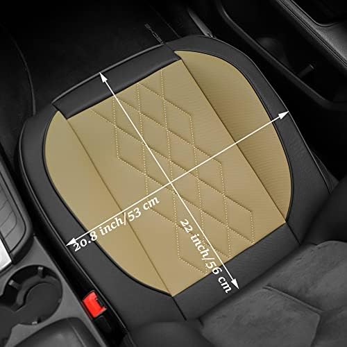 JOJOBAY 2pack Leather Car Seat Cover,Bottom Seat Covers for Cars,Front Seat Protector,Fit for 95% of Vehicles - Padded,Anti-Slip,Premium Leather(2 PCS,Beige) - Image 2