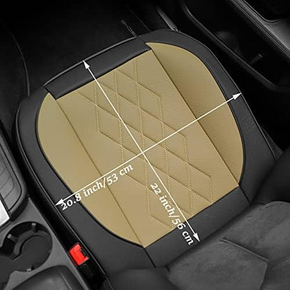 JOJOBAY 2pack Leather Car Seat Cover,Bottom Seat Covers for Cars,Front Seat Protector,Fit for 95% of Vehicles - Padded,Anti-Slip,Premium Leather(2 PCS,Beige) - Image 2