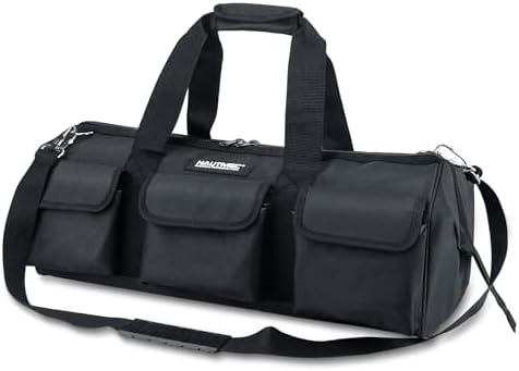 HAUTMEC 24" Large Contractors Tool Bag, Wide Mouth Tool Bag with Hard Base & Metal Frame, 21-Pocket Double Zippers Heavy-Duty Tool Organizer for Heavy Tools – HT0184 by HAUTMEC
