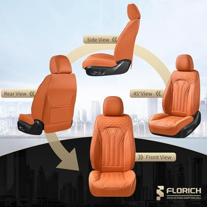 FLORICH Car Seat Covers Full Set Orange Seat Cover Front Seats and Back Leather Seat Covers for Cars Waterproof Car Seat Cushion Universal Car Seat Protector Fit for Most Cars Trucks SUVs - Image 6