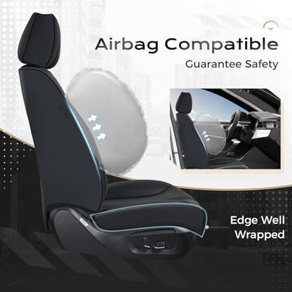 Coverado Car Seat Covers Full Set, Front Seat Covers with Lumbar Support and Back Seat Cover Waterproof Leather Automotive Seat Cover, Universal Car Interior Protectors Cushion for Most Cars - Image 3