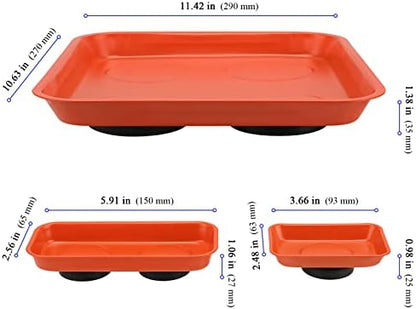KEILEOHO 10 Packs Magnetic Tray Set, Orange Magnetic Parts Tray Set, Stainless Steel Magnetic Trays, Magnetic Tools Tray for Screws, Nuts, Bolts, Small Parts - Image 2
