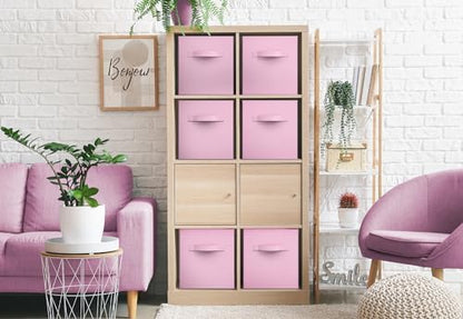 Sorbus Fabric Storage Cubes, 6-Pack Foldable Bins (11 Inch, Pastel Pink) - Image 4