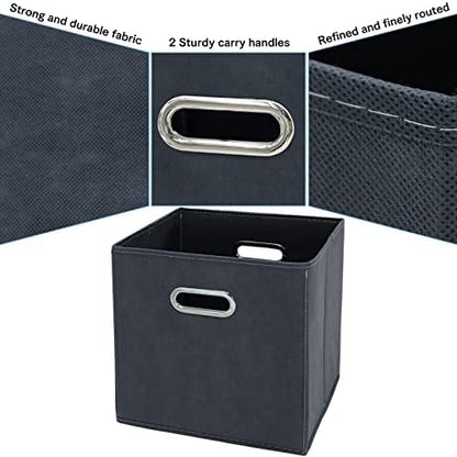 Black Fabric Cubby Storage Bins,13x13x13 Inches ,Cube Organizer Bin Foldable Storage Boxes with Dual Handles Fabric Organizer Box and collapsible Storage basket,Set of 3,Grey - Image 7
