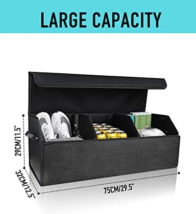 Fyzeoty Car Trunk Organizer for SUV and Sedan, Black, 29.5 inches - Image 5