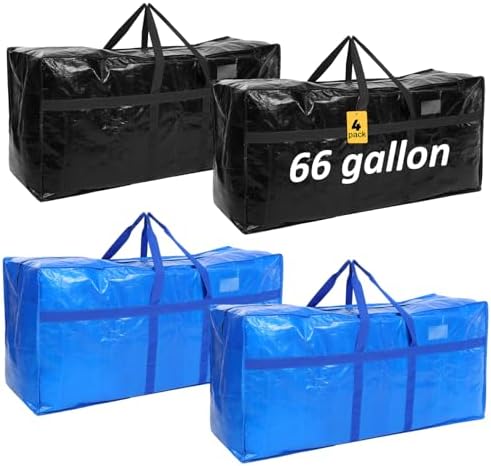 4 Pcs 66 Gallon Extra Large Moving Bags Heavy Duty Storage Bag by Clysee