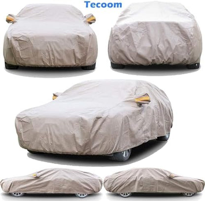 Tecoom Thick Shell Car Cover Super Breathable-Waterproof Windproof Snow Sun Rain UV Protective Outdoor All Weather Fit 170-190 Inches Length Sedan - Image 2