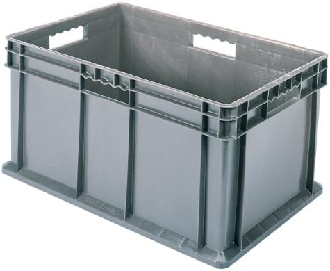 Akro-Mils 37686 Plastic Straight Wall Container Tote with Solid Sides and Solid Base, (24-Inch x 16-Inch x 16-Inch), Gray, (2-Pack) by Akro-Mils