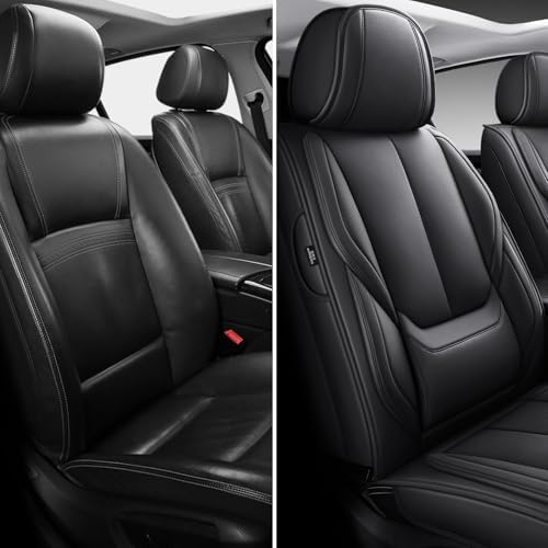 MINGBRON Seat Covers, Car Seat Covers Front Seats, Car Seat Cover, Car Seat Protector Waterproof, Car Seat Cushion Nappa Leather, Black Seat Covers Carseat Cover Universal Fit for Most Cars - Image 2