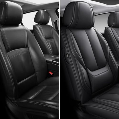 MINGBRON Seat Covers, Car Seat Covers Front Seats, Car Seat Cover, Car Seat Protector Waterproof, Car Seat Cushion Nappa Leather, Black Seat Covers Carseat Cover Universal Fit for Most Cars - Image 2