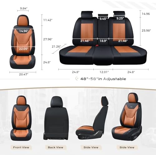 Coverado Car Seat Covers with Lumbar Support, Front Covers for Cars, Universal Automotive Seat Cover, Waterproof, Leather Car Seat Cushion, Interior Seat Protectors for Most Cars - Image 6