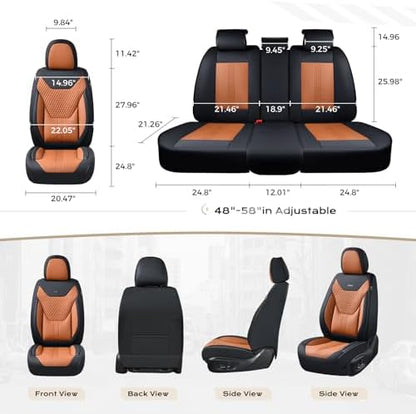 Coverado Car Seat Covers with Lumbar Support, Front Covers for Cars, Universal Automotive Seat Cover, Waterproof, Leather Car Seat Cushion, Interior Seat Protectors for Most Cars - Image 6