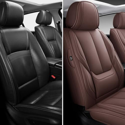 MINGBRON Seat Covers, Car Seat Covers Front Seats, Car Seat Cover, Car Seat Protector Waterproof, Car Seat Cushion Nappa Leather, Brwon Seat Covers Carseat Cover Universal Fit for Most Cars - Image 2