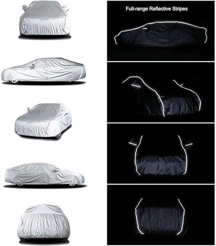 Tecoom Hard Shell Oxford Material Door Shape Zipper Design Waterproof UV-Proof Windproof Car Cover for All Weather Indoor Outdoor Fit 160-172 Inches Hatchback - Image 5