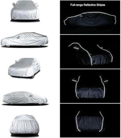 Tecoom Hard Shell Oxford Material Door Shape Zipper Design Waterproof UV-Proof Windproof Car Cover for All Weather Indoor Outdoor Fit 160-172 Inches Hatchback - Image 5