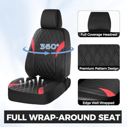 FLORICH Front Car Seat Covers, Leather Seat Covers for Cars, Waterproof Car Seat Protector Breathable, Front Seat Covers for Cars, Automotive Seat Covers Universal Fit for Most SUV Pick-up Truck - Image 3