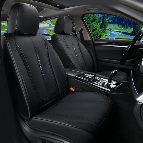 Coverado Car Seat Cover Front Seat, Black Seat Covers Front Seats, Nappa Leather Waterproof, Car Seat Cushion, Car Seat Protector Universal Fit Most Cars by COVERADOAUTO