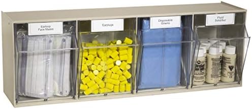 Akro-Mils TiltView Plastic Storage Cabinet with 4 Tilt Out Bins, Horizontal Plastic Parts Organizer, Teacher Toolbox, and Office Supply Organizer, 23-5/8" W x 8-3/16" H x 6-3/4" D, Stone - Image 4