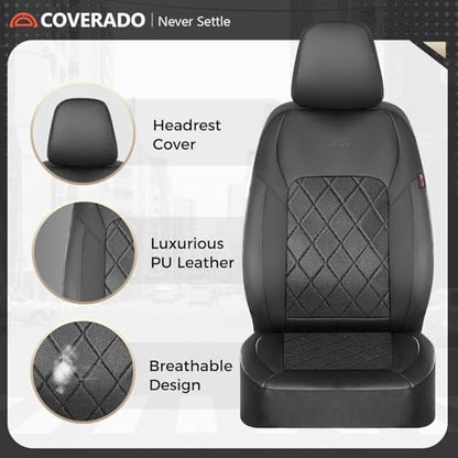 Coverado Car Seat Covers, Front Seat Covers, 2 Front Automotive Seat Cover, Mesh Breathable Seat Protectors, Universal Fit for Most Cars - Image 3