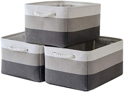 Large Storage Baskets for Shelves, Fabric Baskets for Organizing, Collapsible Storage Bins for Closet, Nursery, Clothes, Toys, Home & Office [3-Pack, Gray Gradient] by Sacyic