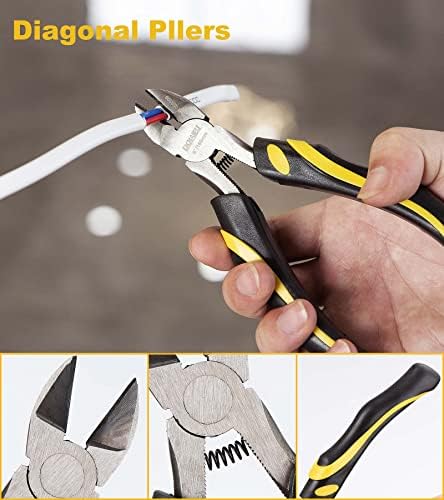 DOWELL 7-Piece Pliers Set - 10-Inch Groove Joint, 8-Inch Adjustable Wrench, Combination, 6-Inch Long Nose, Diagonal Cutting, Screwdrivers - Maintenance Tool Kit With Pouch - Image 5