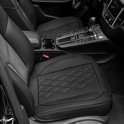 JOJOBAY Leather Car Seat Cover,Bottom Seat Covers for Cars,Front Seat Protector,Fit for 95% of Vehicles - Padded,Anti-Slip,Premium Leather(1 PC,Black) - Image 3