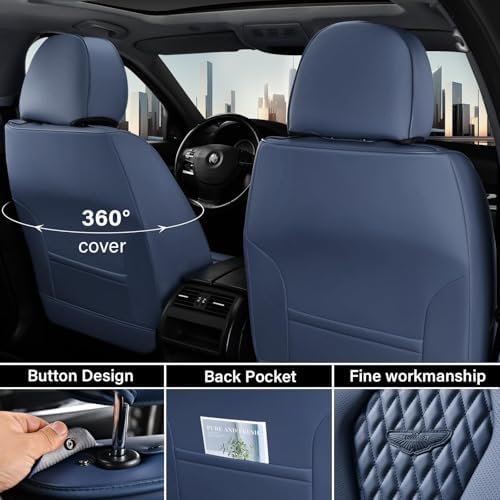 Coverado Seat Covers, Car Seat Covers Front Seats, Blue Car Seat Cover, Waterproof Car Seat Covers, Car Seat Cushion, Front Car Seat Covers Leatherette Car Seat Protector Universal Fit Most Cars - Image 4