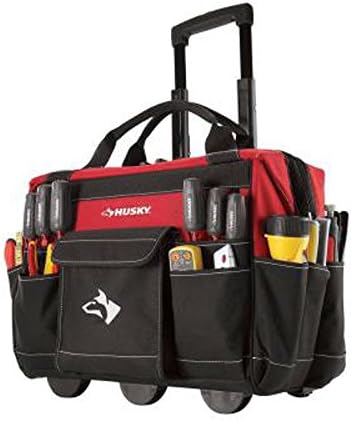 Husky GP-43196N13 18" 600-Denier Red Water Resistant Contractor's Rolling Tool Tote Bag with Telescoping Handle by SnowLion