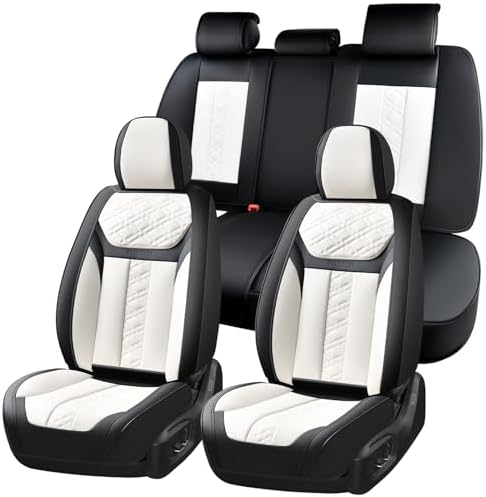FLORICH Seat Covers, Atomutive Car Seat Covers Full Sets, Waterproof Seat Cover for Cars, Luxury Leather Universal Seat Cover Accessories Fit for Most Cars SUV Truck Sedans(White) by FLORICH