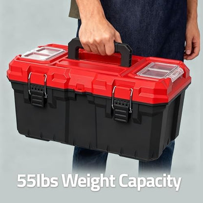 Tools Box, Deep Lockable Toolbox, 18.7 * 9.9 * 9.3" Durable Tool Boxes Storage, with Removable Inner Tray - Image 5