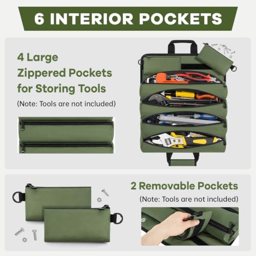 ANILD 18.5 Inch Extra Long Tool Bag Roll Up, Roll Up Tool Bag Organizer - Image 4