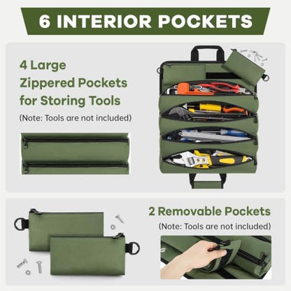 ANILD 18.5 Inch Extra Long Tool Bag Roll Up, Roll Up Tool Bag Organizer - Image 4